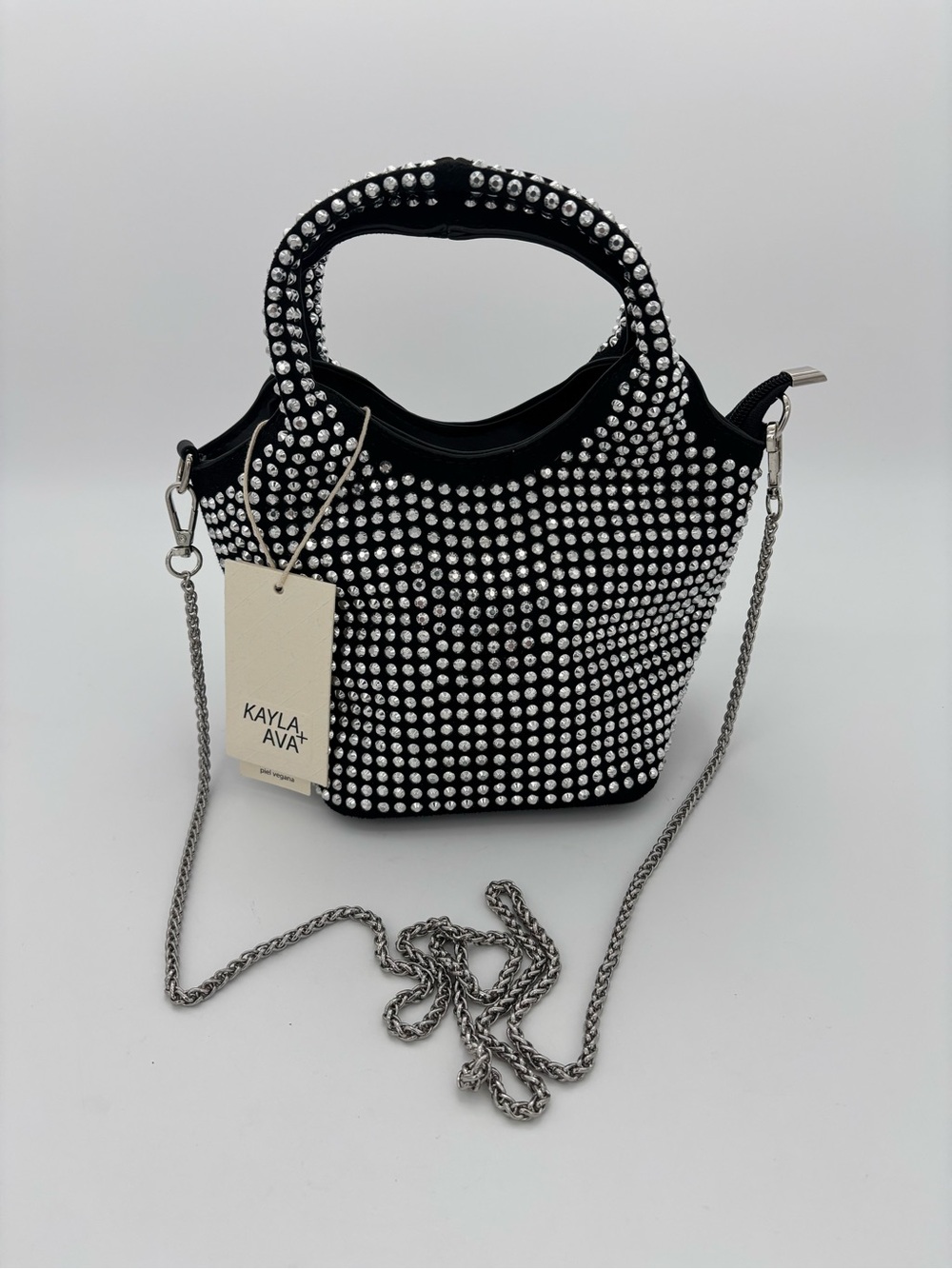 Kayla + Ava Black Rhinestone Studded Handbag Crossbody NWT